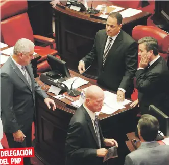  ?? Archivo ?? DELEGACIÓN­DEL PNPLos propios senadores de la Palma, entre ellos el presidente Thomas Rivera Schatz, Larry Seilhamer, Miguel Romero y Carmelo Ríos rechazaron la medida de su jefe político Ricardo Rosselló.