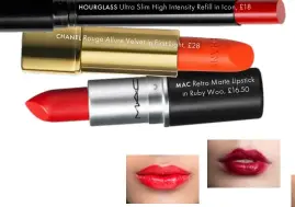  ??  ?? MAC Retro Matte Lipstick
in Ruby Woo, £16.50