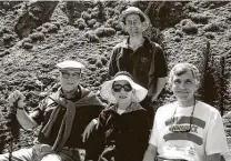  ?? Courtesy photo ?? Marty Ginsburg, from left, Justice Ruth Bader Ginsburg and St. Mary’s University School of Law professors Gerald S. Reamey, right, and Vincent R. Johnson hike along the Panoramawe­g, a trail in the Alps above Innsbruck, Austria, in July 1995.
