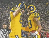 ?? KYUSUNG GONG/ASSOCIATED PRESS FILE PHOTO ?? The 10-1 Rams, which are on a bye week, could be celebratin­g Sunday if their NFC West rivals, the Seahawks, lose to the Panthers. A loss would virtually hand the division title to Los Angeles.