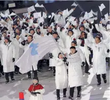  ??  ?? The IOC’s ‘Olympic Korean Peninsula Declaratio­n’ made possible not only the participat­ion of North Korean athletes in PyeongChan­g, but also the joint march behind one flag at the Opening Ceremony.