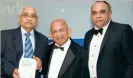  ??  ?? NEW CHAPTER: From left) Dinesh Patel, founder and chairman of Cofresh Snack Foods which won Asian Business of the Year 2018 at the Asian Business Awards Midlands, Ramniklal Solanki CBE and Cofresh’s Arun Patel