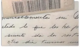  ?? ?? Este es el sobre y un extracto de la carta enviada por Patricia Vargas al domicilio de Isabel Preysler el 16 de mayo de 2015, cuando ella y el Nobel llevaban varios meses saliendo juntos