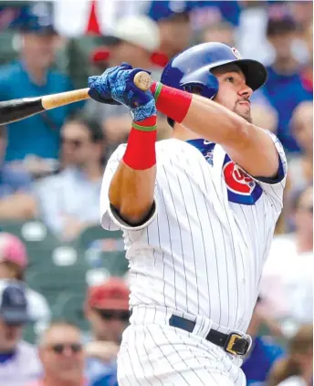  ?? CHARLES REX ARBOGAST/AP ?? Kyle Schwarber hit 26 home runs in 2018 but needs to improve against left-handers.