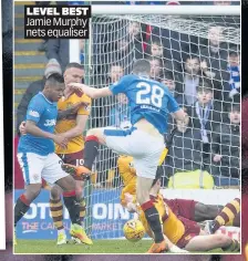  ??  ?? LEVEL BEST Jamie Murphy nets equaliser