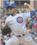  ?? DAVID BANKS/ AP ?? Cubs starter Jose Quintana scattered two hits over seven innings to improve his record to 3- 1.