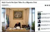  ??  ?? La schermata del sito del «New York Times» con l’articolo dedicato al ministro dell’Interno Marco Minniti. Il titolo dice: «Il “Signore delle spie” d’Italia affronta la crisi migratoria».