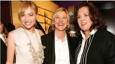  ?? ?? From left: Portia de Rossi, Ellen DeGeneres and O’Donnell at the 2006 Daytime Emmy Awards.