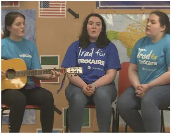  ??  ?? Katie O’Sullivan, Anna and Maggie Moynihan performed at Cullen Feis Laitiarain.