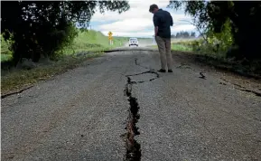  ?? ALDEN WILLIAMS/STUFF ?? Severe shaking near the Waiau epicentre of the 2016 Kaiko¯ ura earthquake was not as bad as measured, a study has found. This photo shows cracks on Leslie Hills Rd near Waiau in November 2016.