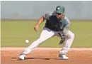  ?? RICK SCUTERI/USA TODAY SPORTS ?? Athletics shortstop Marcus Semien takes infield practice in Mesa, Arizona.