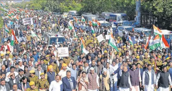  ??  ?? Chief minister Ashok Gehlot and members of civil society organisati­ons take out a march against the Citizenshi­p Amendment Act and National Register of Citizens in Jaipur on Sunday.
PRABHAKAR SHARMA/HT PHOTO