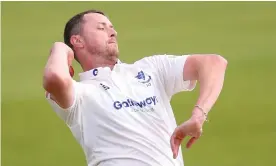  ?? Photograph: Warren Little/Getty Images ?? Ollie Robinson claimed 13 wickets as Sussex swarmed to victory at Glamorgan, including a career-best nine for 78.