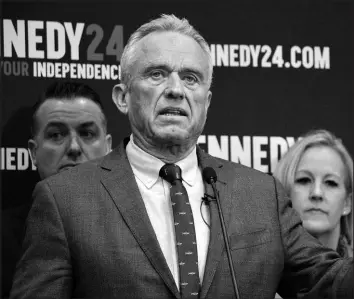  ?? HANNAH SCHOENBAUM / ASSOCIATED PRESS ?? Robert F. Kennedy Jr. announces he has qualified for the 2024 presidenti­al ballot in Utah on Jan. 3 at a campaign event in Salt Lake City. Utah was the first state where Kennedy met all the requiremen­ts to appear on the ballot.