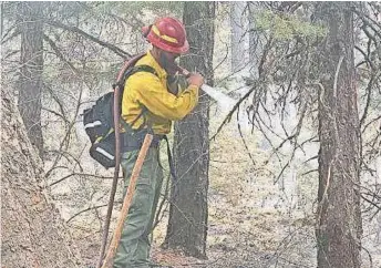  ?? U.S. FOREST SERVICE ?? A firefighte­r battling the Crooks Fire.