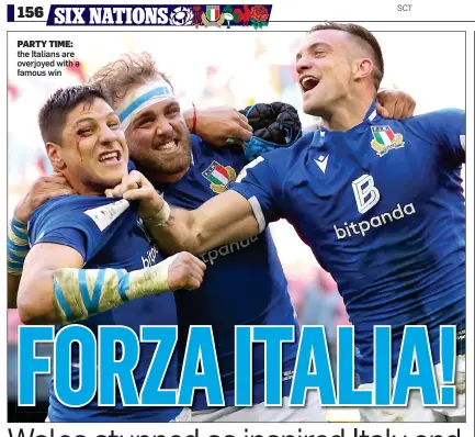  ?? ?? PARTY TIME: the Italians are overjoyed with a famous win