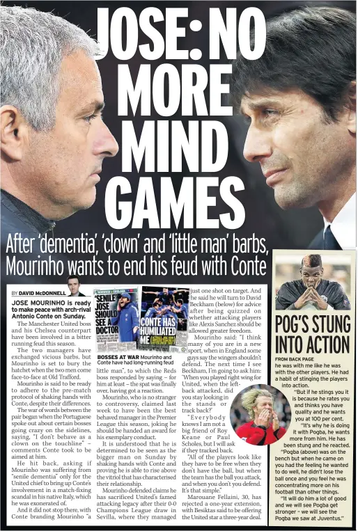  ??  ?? BOSSES AT WAR Mourinho and Conte have had long-running feud