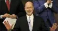  ?? ASSOCIATED PRESS ?? Gov. Tom Wolf gestures before he delivers his budget address for the 2017-18 fiscal year to a joint session of the Pennsylvan­ia House and Senate in Harrisburg on Feb. 7.