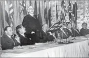  ?? GETTY IMAGES ?? John Maynard Keynes addressing the Bretton Woods Conference, 1944, where the World Bank was conceived.