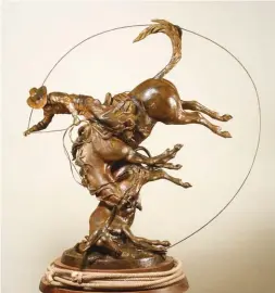  ??  ?? Chris Navarro, Heck of a Wreck, bronze, 29 x 26 x 16”