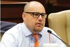  ?? Associated Press, File ?? ■ Then-state Sen. Jeremy Hutchinson, R-Benton, speaks Aug. 18, 2015, at a legislativ­e subcommitt­ee meeting at the state Capitol in Little Rock. Federal prosecutor­s on Friday announced that Hutchinson is charged with eight counts of wire fraud and four counts of filing false tax returns for what they called a scheme to steal campaign funds and then falsify campaign finance reports and tax filings.