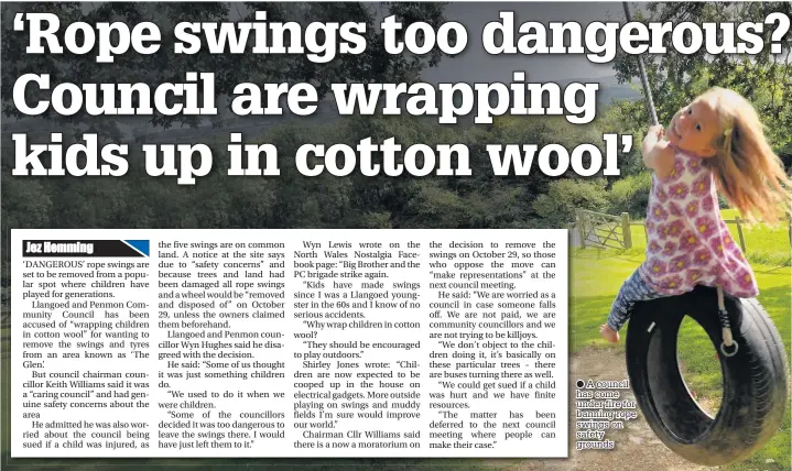  ??  ?? A council has come under fire for banning rope swings on safety grounds