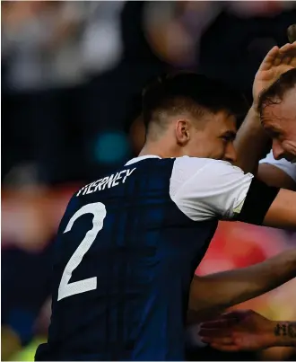  ??  ?? Leigh Griffiths made Scotland fans dream with two sensationa­l free-kicks