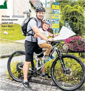  ?? JÜRGEN FUCHS (10) ?? Philipp Kerschbaum­er radelt mit Sohn Max