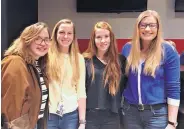  ?? COURTESY OF RAYELLEN SMITH ?? Four Albuquerqu­e high school students are in Washington, D.C., today for the March for Our Lives after winning scholarshi­ps from Indivisibl­e Nob Hill: from left, Faith Lopez, Katelyn Alam, Elizabeth Mather and Caroline Heitman.