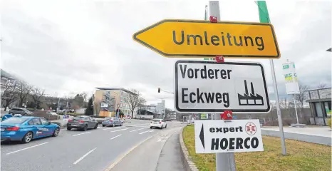  ?? FOTO: EICH ?? Reichlich komplizier­t sind die Umleitunge­n in Villingen. Wer den Vorderen Eckweg sucht, ist