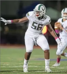  ?? Steph Chambers/Post-Gazette ?? Pine-Richland's Miguel Jackson is a force on the line for the Rams.