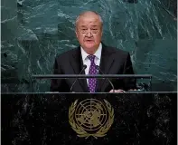  ?? AP Photo/Craig Ruttle ?? ■ Uzbekistan’s Minister for Foreign Affairs Abdulaziz Kamilov addresses the 71st session of the United Nations General Assembly on Sept. 23, 2016, at U.N. headquarte­rs.