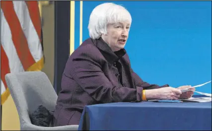  ?? Jacquelyn Martin The Associated Press ?? Treasury Secretary Janet Yellen is preparing to use the financial system to impose green policies.