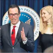  ?? Frederic J. Brown AFP/Getty Images ?? TREASURY Secretary Steven T. Mnuchin and first daughter Ivanka Trump in Simi Valley on Sunday.