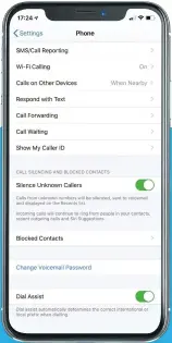  ??  ?? Annoying robocalls are a thing of the past thanks to the new Silence Unknown Callers option.
