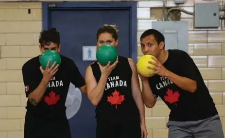  ?? COLE BURSTON/TORONTO STAR ?? You can run but you can’t hide in the sport of dodgeball. Canada’s men’s and women’s teams are off to Australia for the worlds later this month.