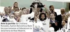  ??  ?? Ante la partida de Cristiano Ronaldo, fueron Benzema y Bale los que tomaron el liderato en la delantera de Real Madrid.