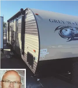  ?? PHOTOS COURTESY OF GARY DEMPSEY ?? `BE A NICE NEIGHBOR’: Pelham, N.H., High School Principal Gary Dempsey, left, will be delivering a donated camper trailer packed with everything from a generator to kids’ games to Houston to help hurricane victims.