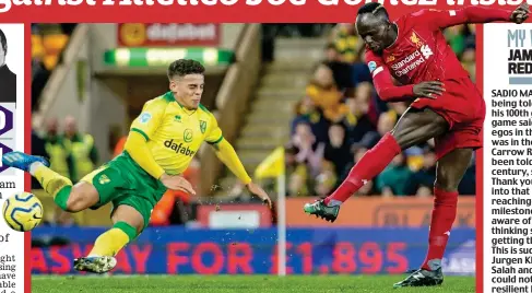  ?? REX ?? Match winner: Sadio Mane makes the breakthrou­gh after coming off the bench
