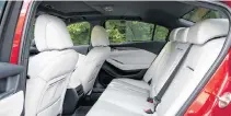 ?? CONTRIBUTE­D ?? The rear seats in the 2020 Mazda6 are just as spacious and comfortabl­e as the front, and the roofline allows decent headroom.