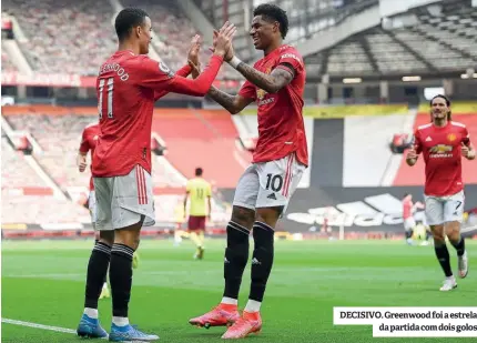  ??  ?? DECISIVO. Greenwood foi a estrela da partida com dois golos