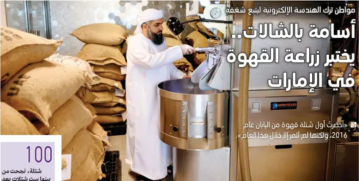  ?? ⬛ تصوير: أحمد عرديتي ?? بالشالات: شغفي بالقهوة دفعني إلى تأسيس مشروع صناعة كوب مميّز من القهوة المحمصة والمطحونة بشكل طازج.