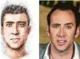  ?? Fotos: LKA Niedersach­sen, dpa ?? Links das Phantombil­d, rechts US-Star Nicolas Cage.