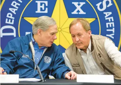  ?? JOEL MARTINEZ/THE MONITOR ?? Texas Gov. Greg Abbott, left, and Texas Attorney General Ken Paxton have alleged voter fraud in the state.