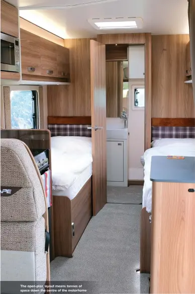  ??  ?? The open-plan layout means tonnes of space down the centre of the motorhome