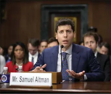  ?? PATRICK SEMANSKY — THE ASSOCIATED PRESS ?? OpenAI CEO Sam Altman speaks at a hearing on artificial intelligen­ce before a Senate Judiciary Subcommitt­ee on Privacy, Technology and the Law last month on Capitol Hill in Washington.