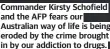  ?? ?? Commander Kirsty Schofield and the AFP fears our Australian way of life is being eroded by the crime brought in by our addiction to drugs.