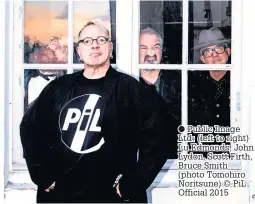  ??  ?? ● Public Image Ltd: (left to right) Lu Edmonds, John Lydon, Scott Firth, Bruce Smith (photo Tomohiro Noritsune) © PiL Official 2015