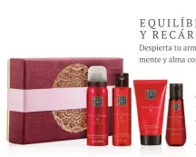  ??  ?? EQUILÍBRAT­E Y RECÁRGATE Despierta tu armonía interior entre cuerpo, mente y alma con The Ritual of Ayurveda. S | PARA ELLA | 20,50 € Gel de ducha en espuma 50 ml Aceite de ducha 75 ml Crema corporal 70 ml Aceite seco 50 ml.