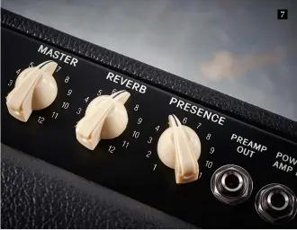  ??  ?? 7. The HR Deluxe IV and Deville IV feature a traditiona­l spring reverb effect, which has been modded for a warmer, smoother sound than previous versions. Unlike earlier Fenders, which used valves and a transforme­r, the HR range uses solid-state...